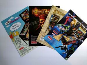Pinball Flyers (4) Lord Of The Ring Simpsons Pirates Of The Caribbean Spiderman